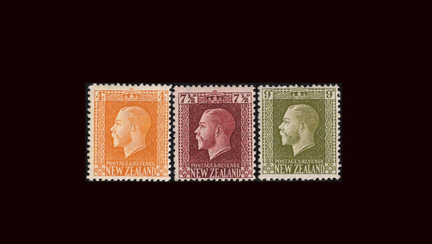 1915 4d GV yellow, 7½d, 9d