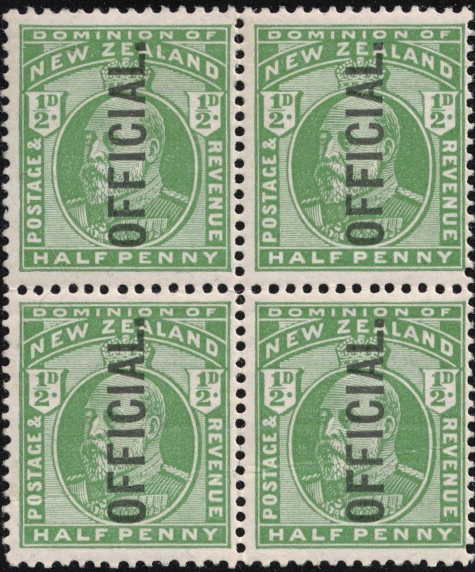 1910 ½d EVII, blk of 4