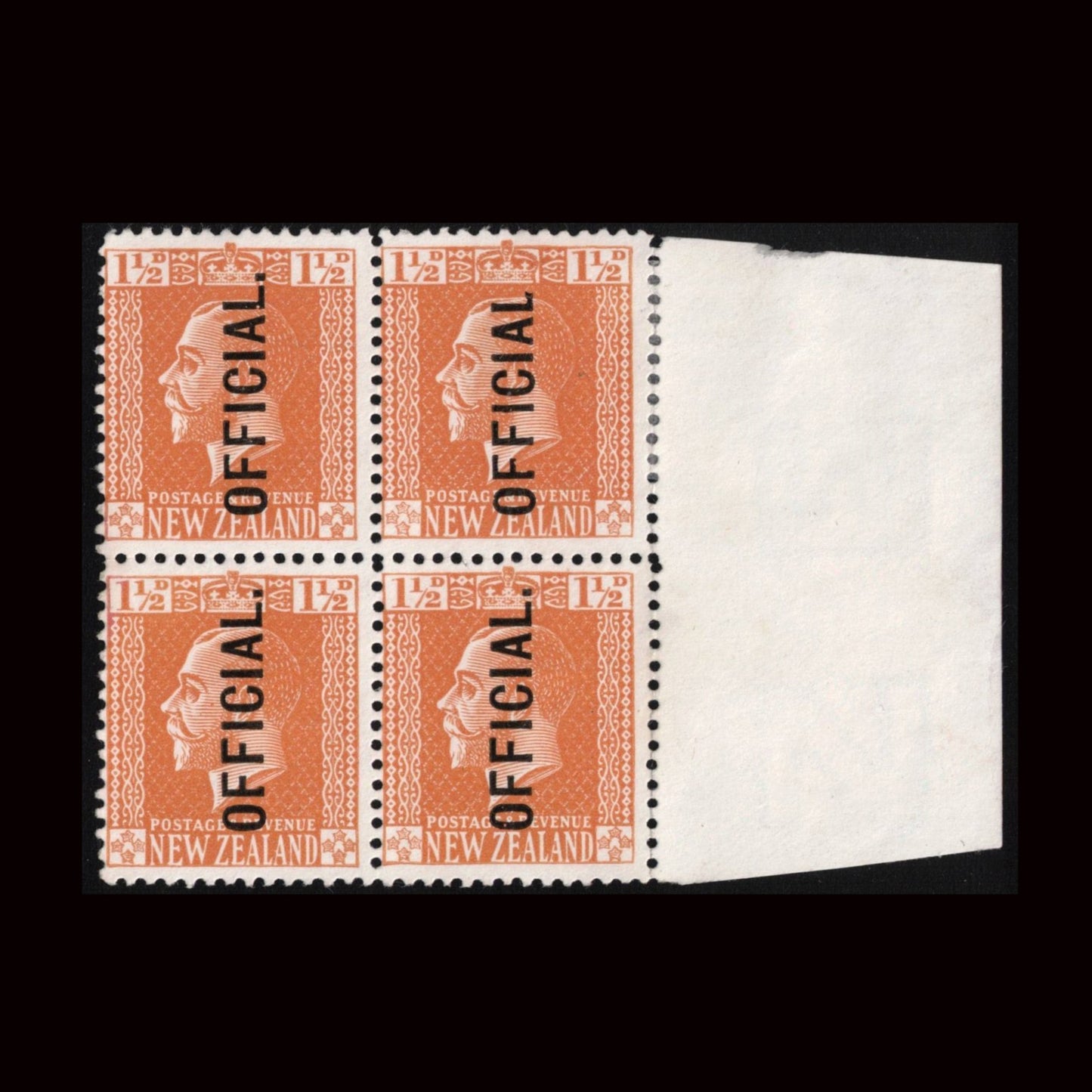 1929 1½d GV Orange-Brown block of 4
