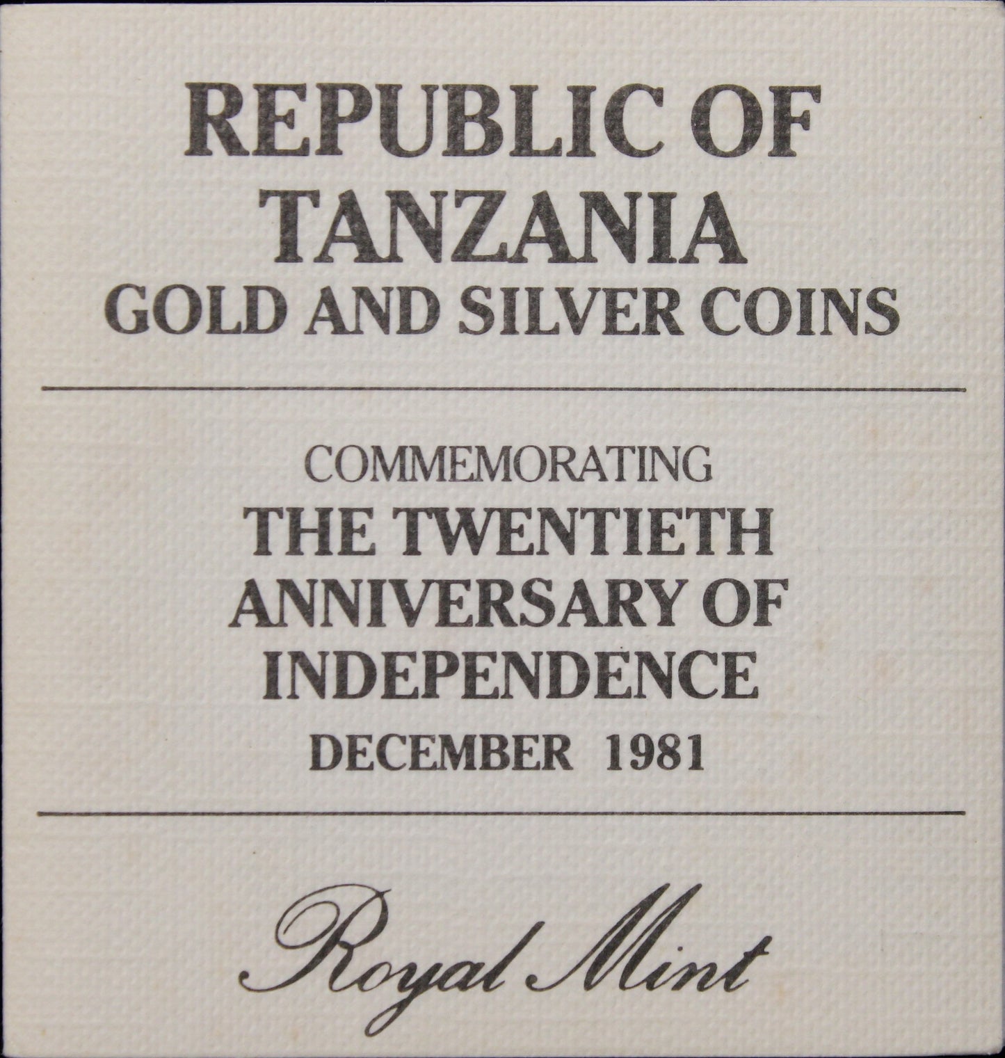 Tanzania 20 Shilingi 1981 Proof Coin