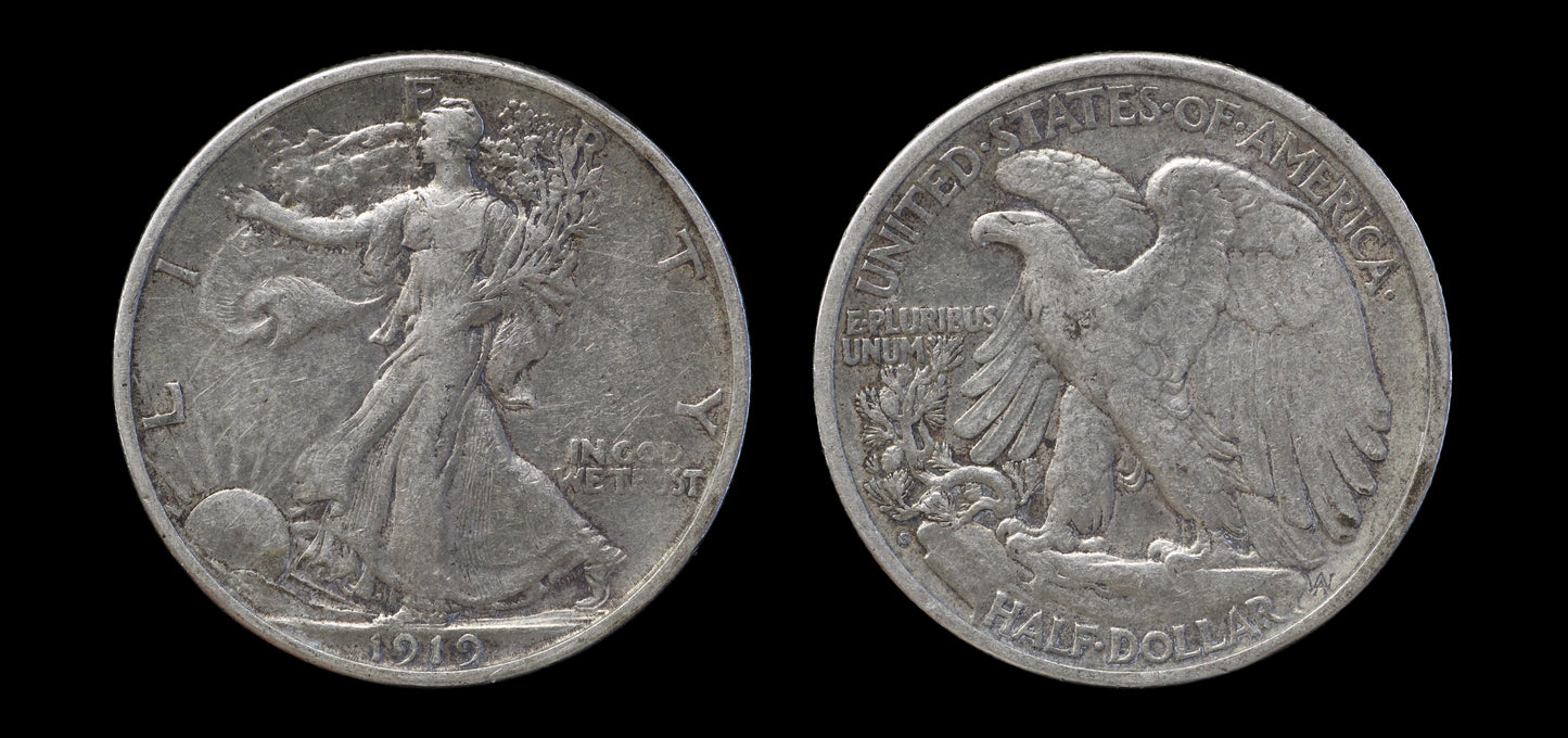 USA Walking Liberty Half Dollar 1919S