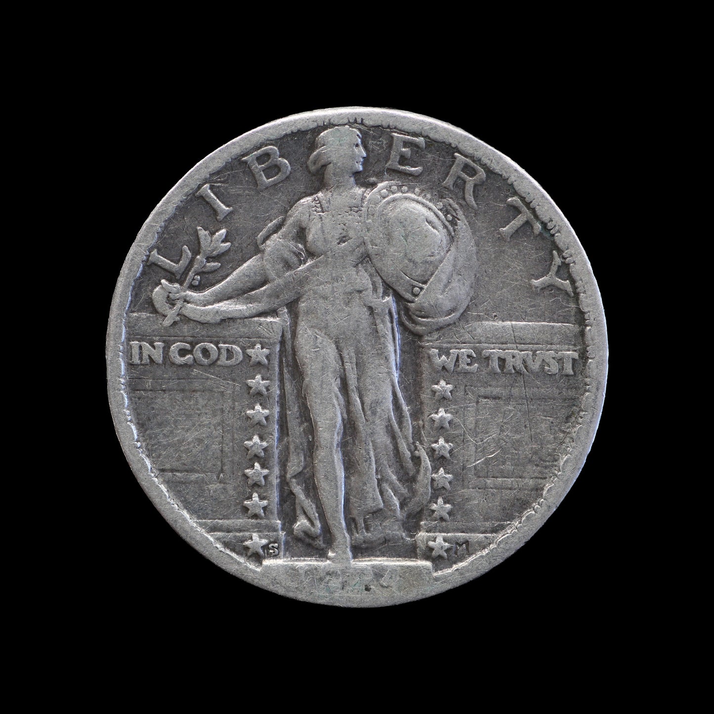 USA Standing Liberty Quarter 1924-S. VG