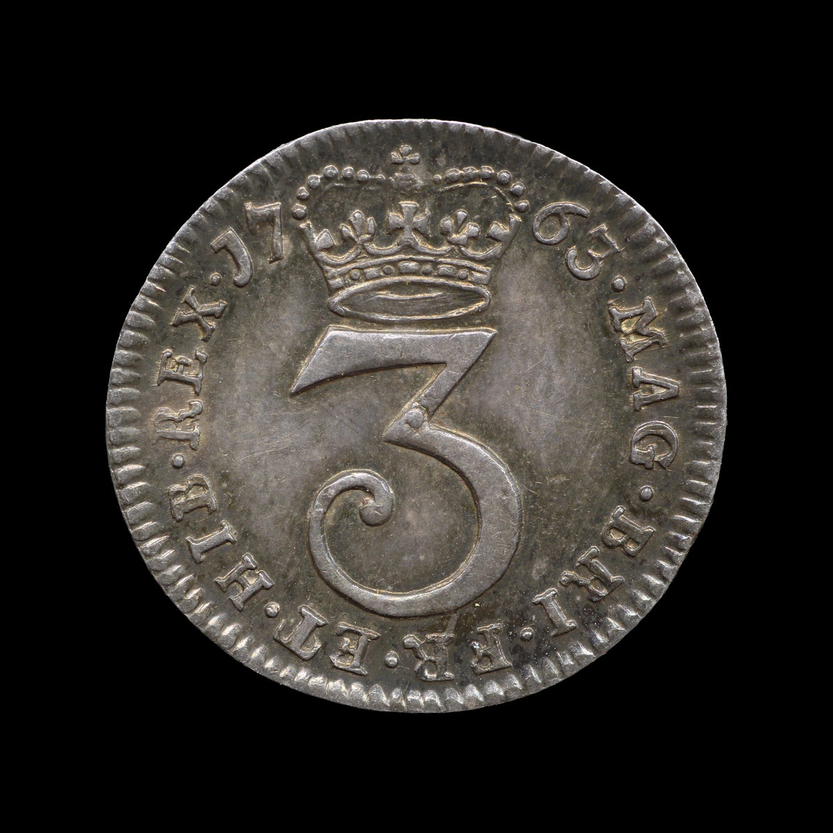 George III Threepence 1763. gEF