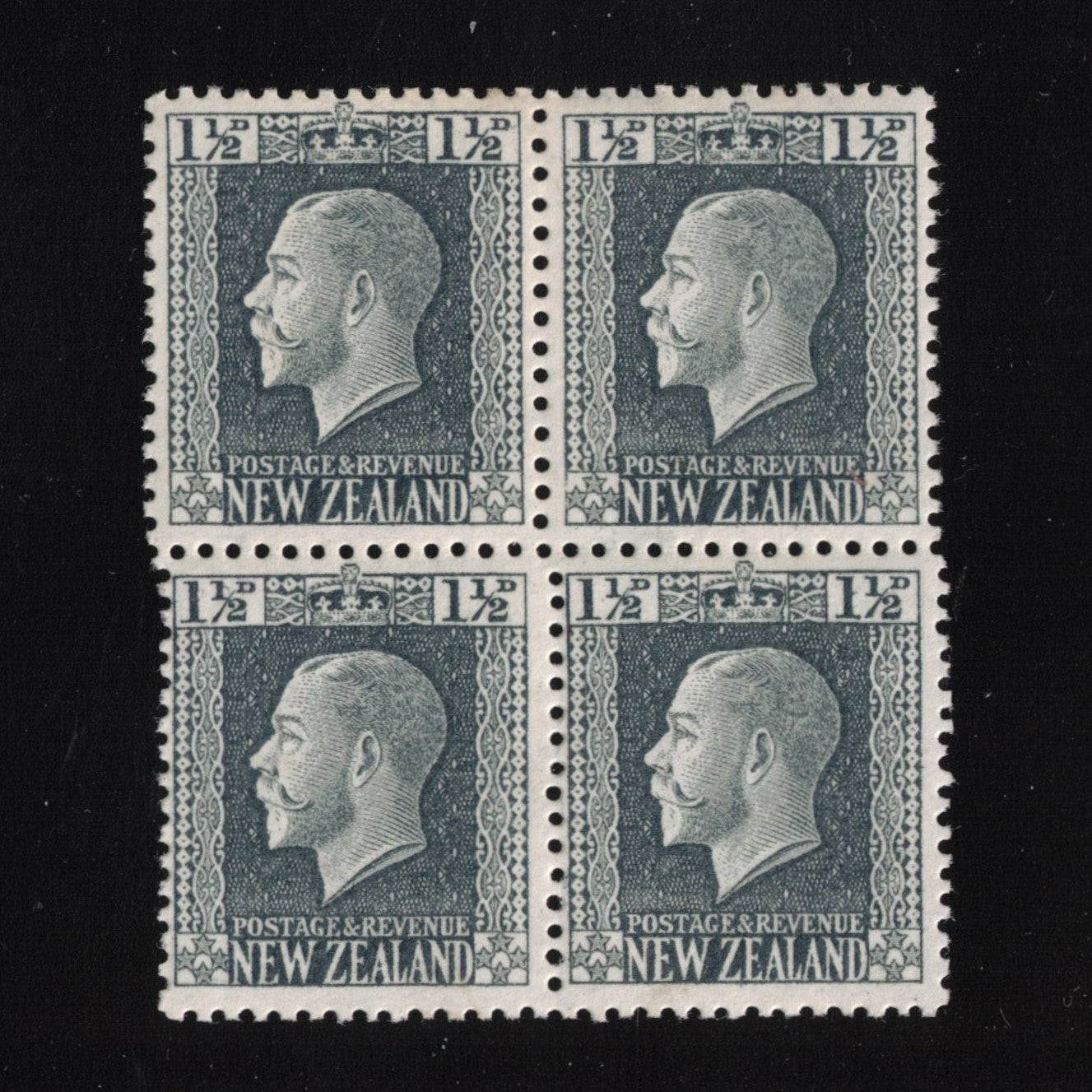 1915 1½d GV Recess Grey Block of 4