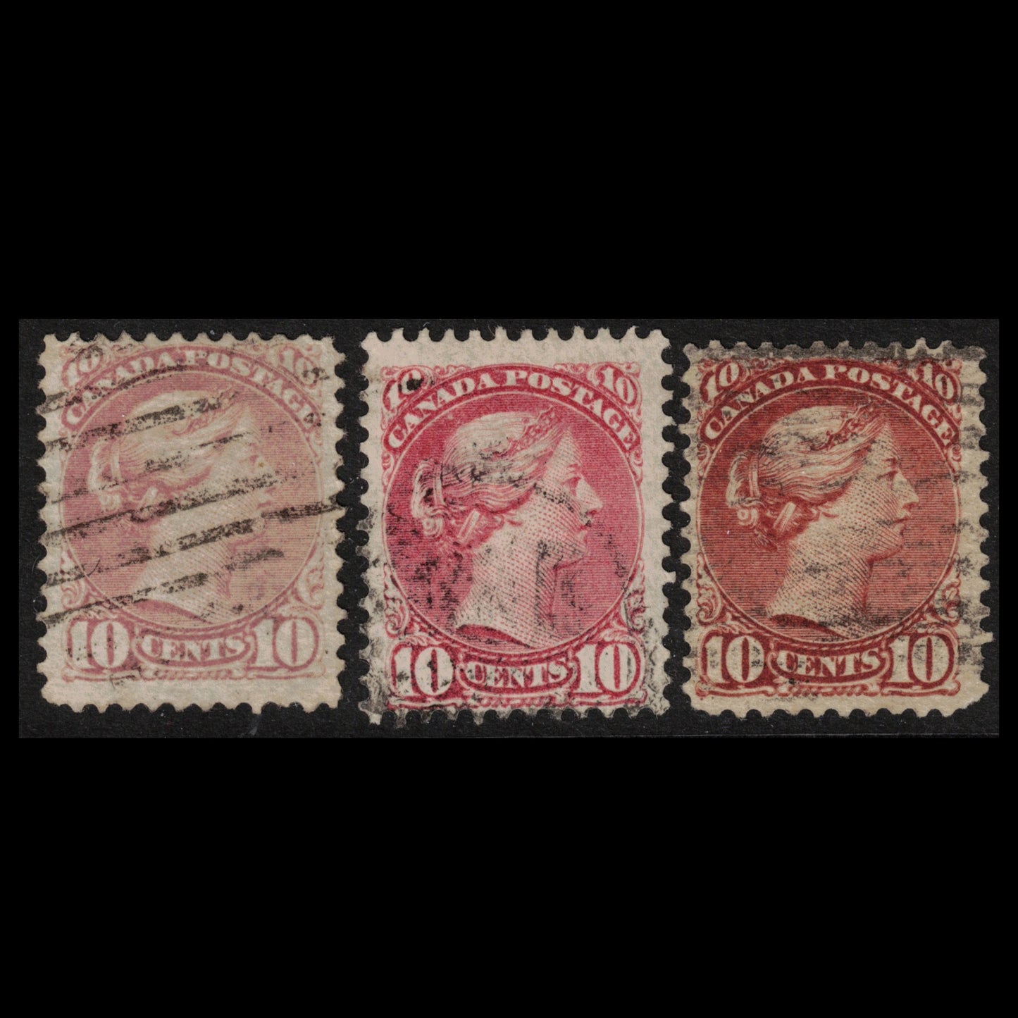 Canada 1876-1890s 10c QV (Small) x 3