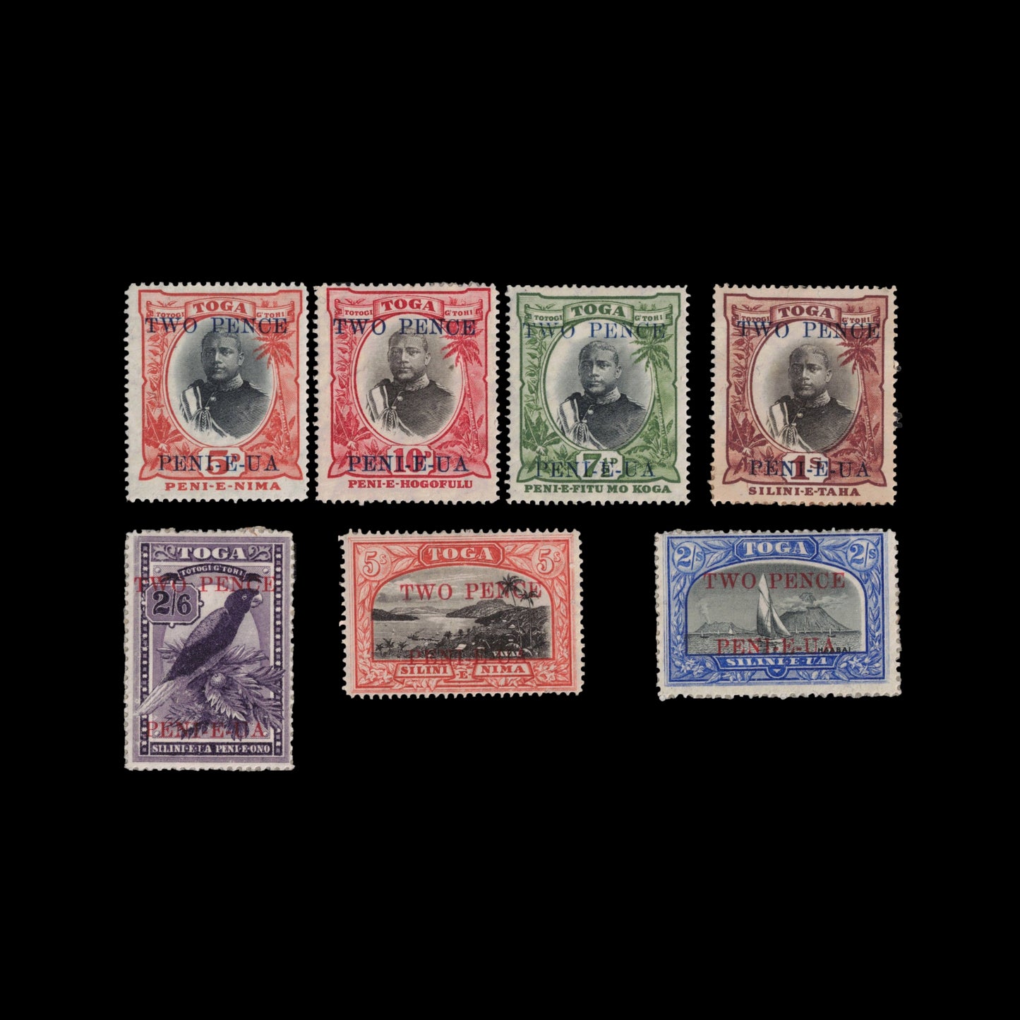 Tonga 1923 Provisionals set of 7