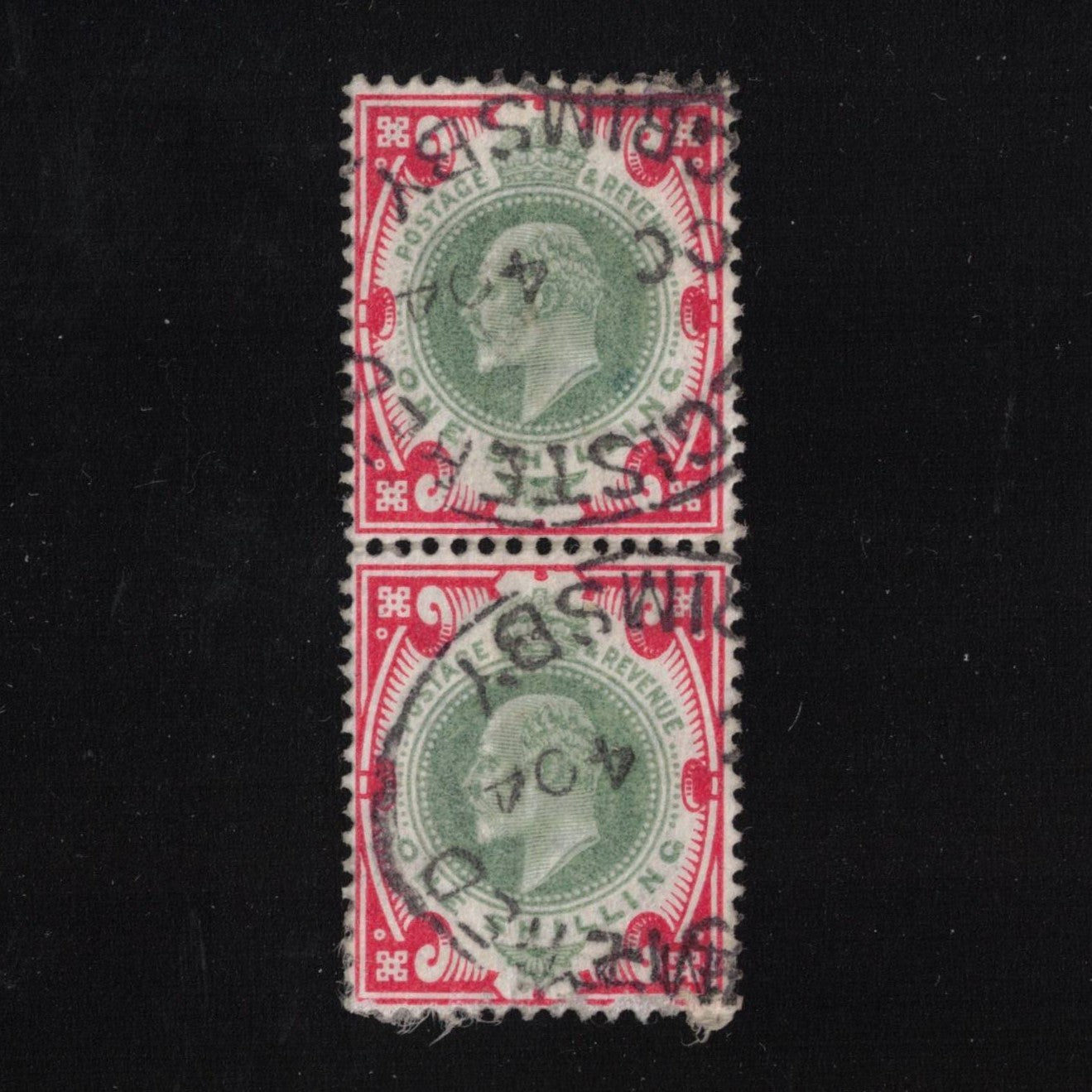 1902 1/- EVII Vertical Pair