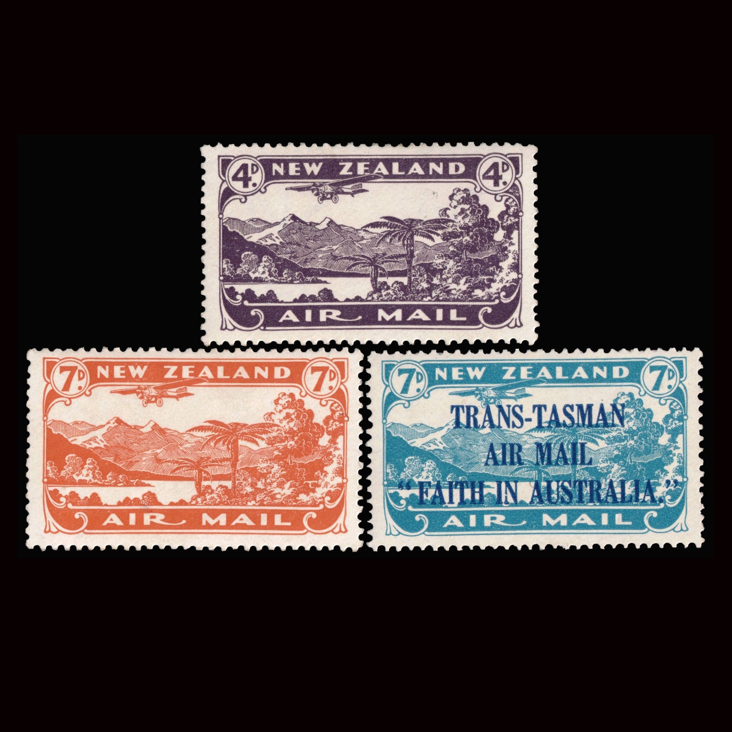 1931-4 4d, 7d, 7d Trans-Tasman