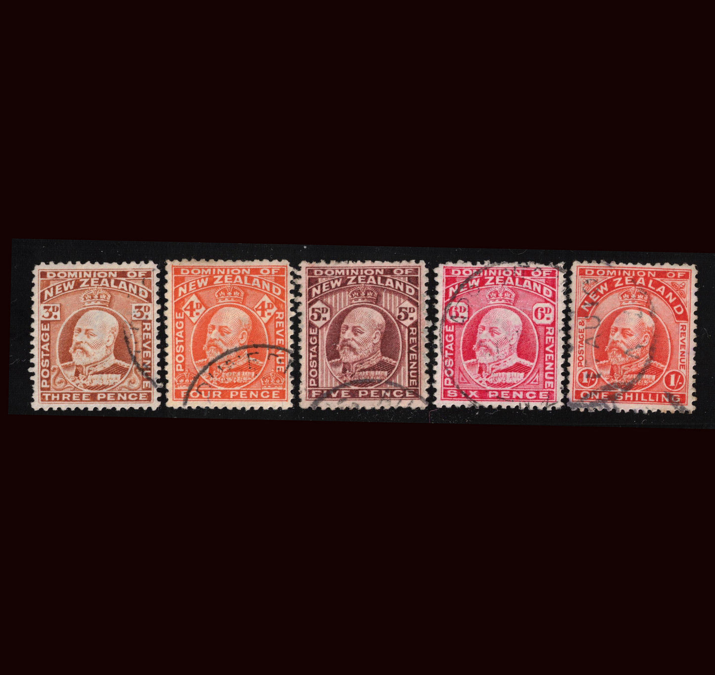1909 EVII 3d, 4d orange, 5d, 6d, 1/