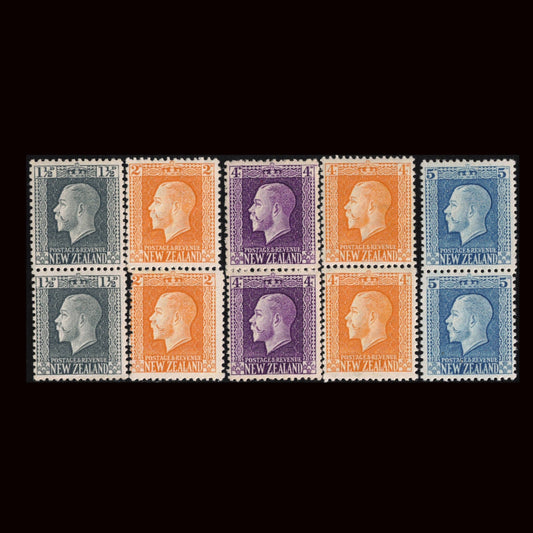 1915 GV 1½d, 2d yellow, 4d yellow, purple, 5d 2 perf pairs