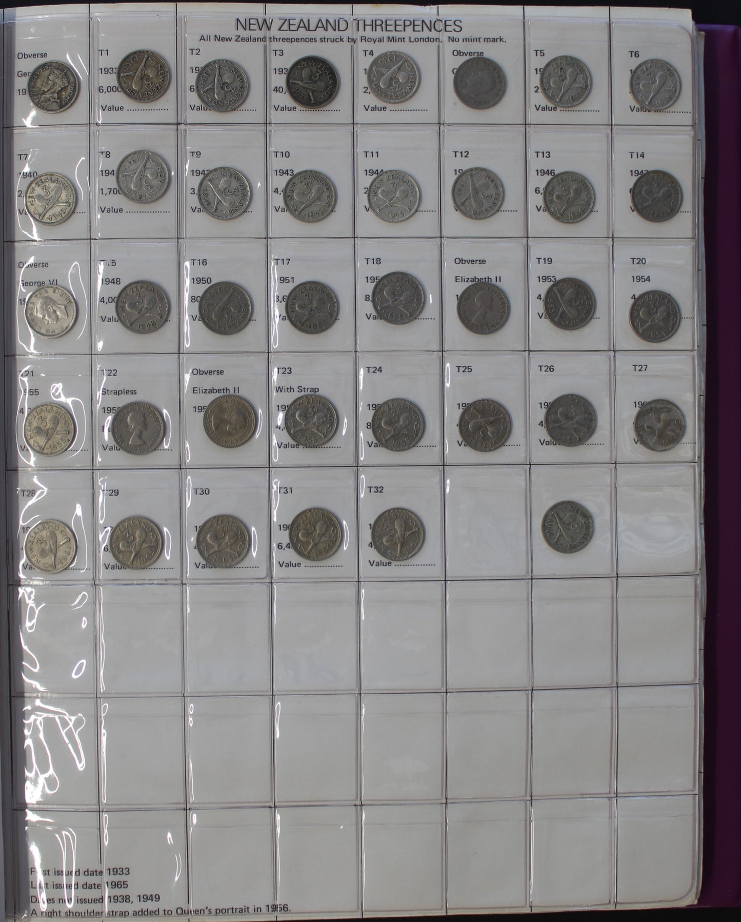 New Zealand 1933 – 1986 Collection Including 1935 Threepence