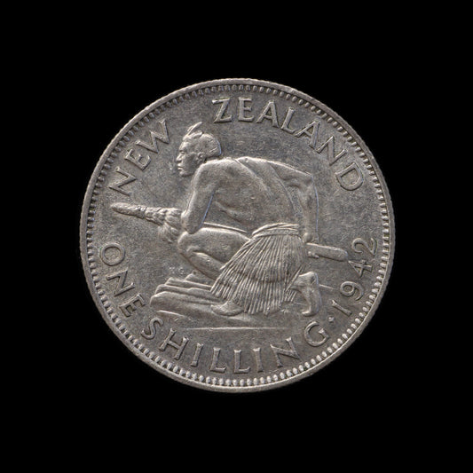 New Zealand 1942 Shilling. Broken Back.