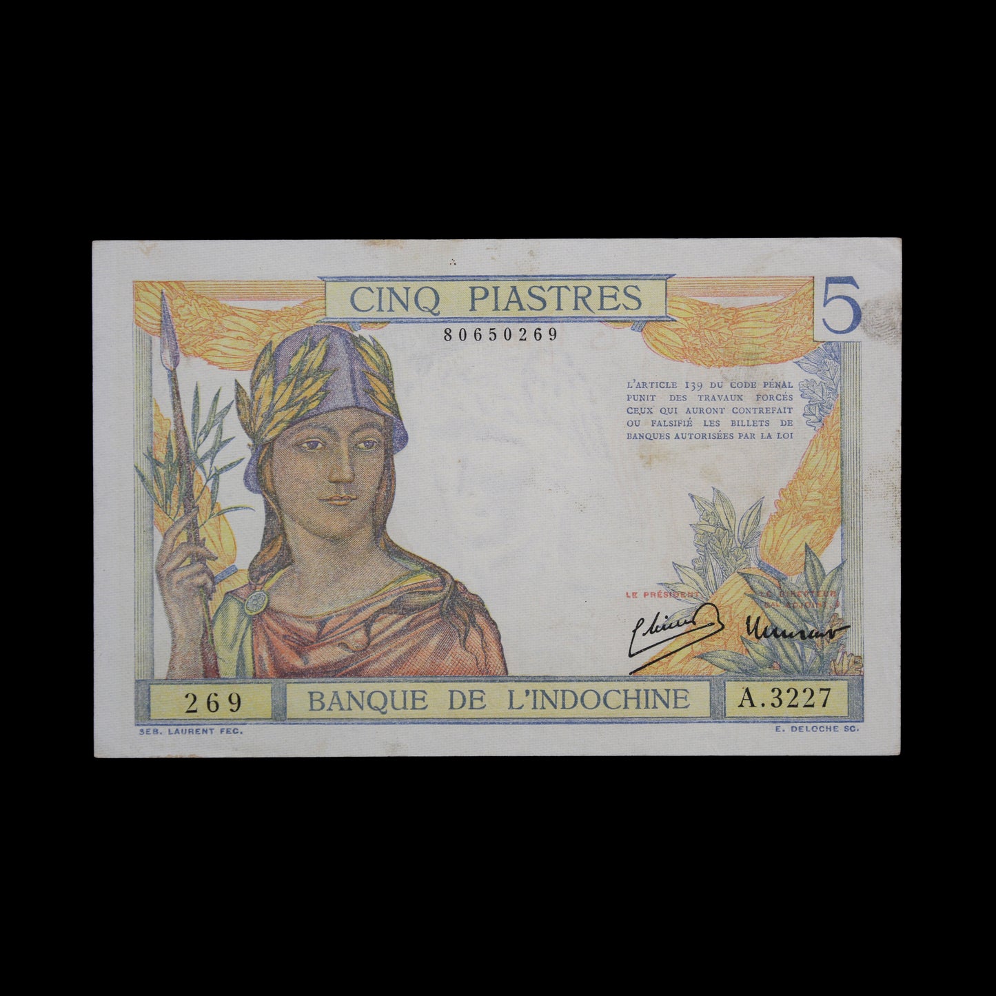 Indo-China 5 Piastres 1946