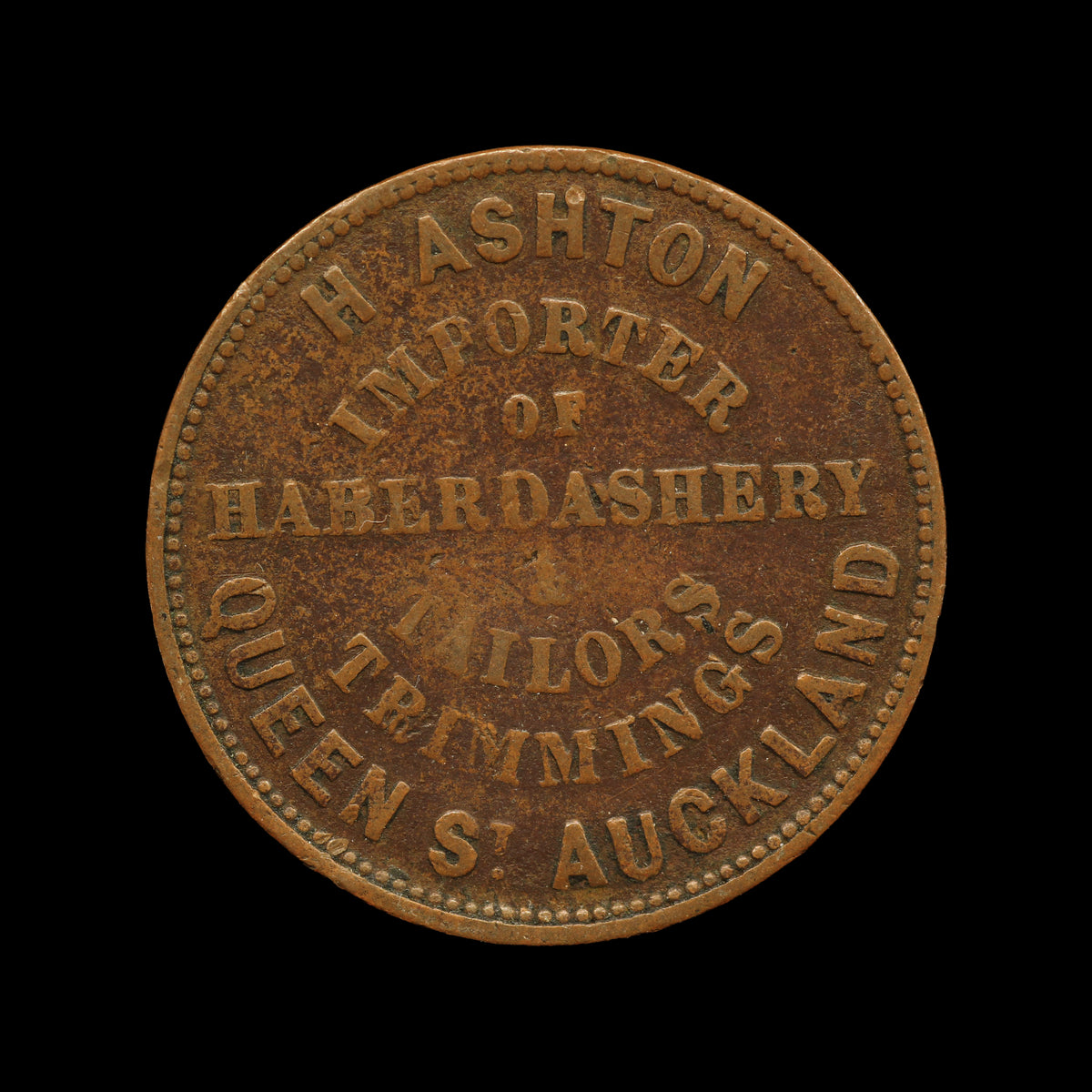 Ashton Halfpenny Token 1858. F