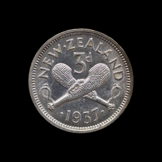 New Zealand Threepence 1937. UNC.