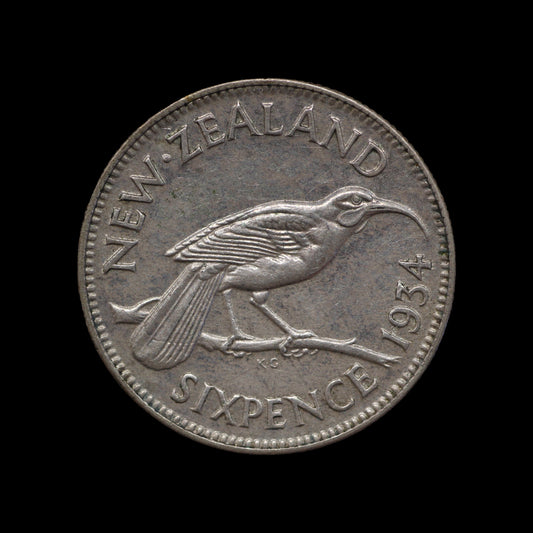 New Zealand Sixpence 1934. EF!