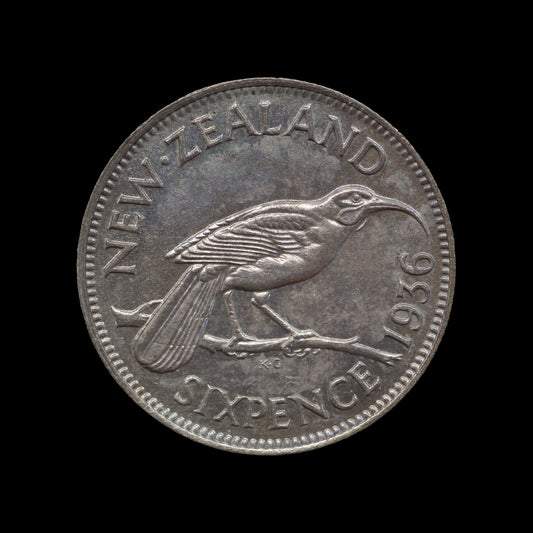 New Zealand Sixpence 1936! UNC!