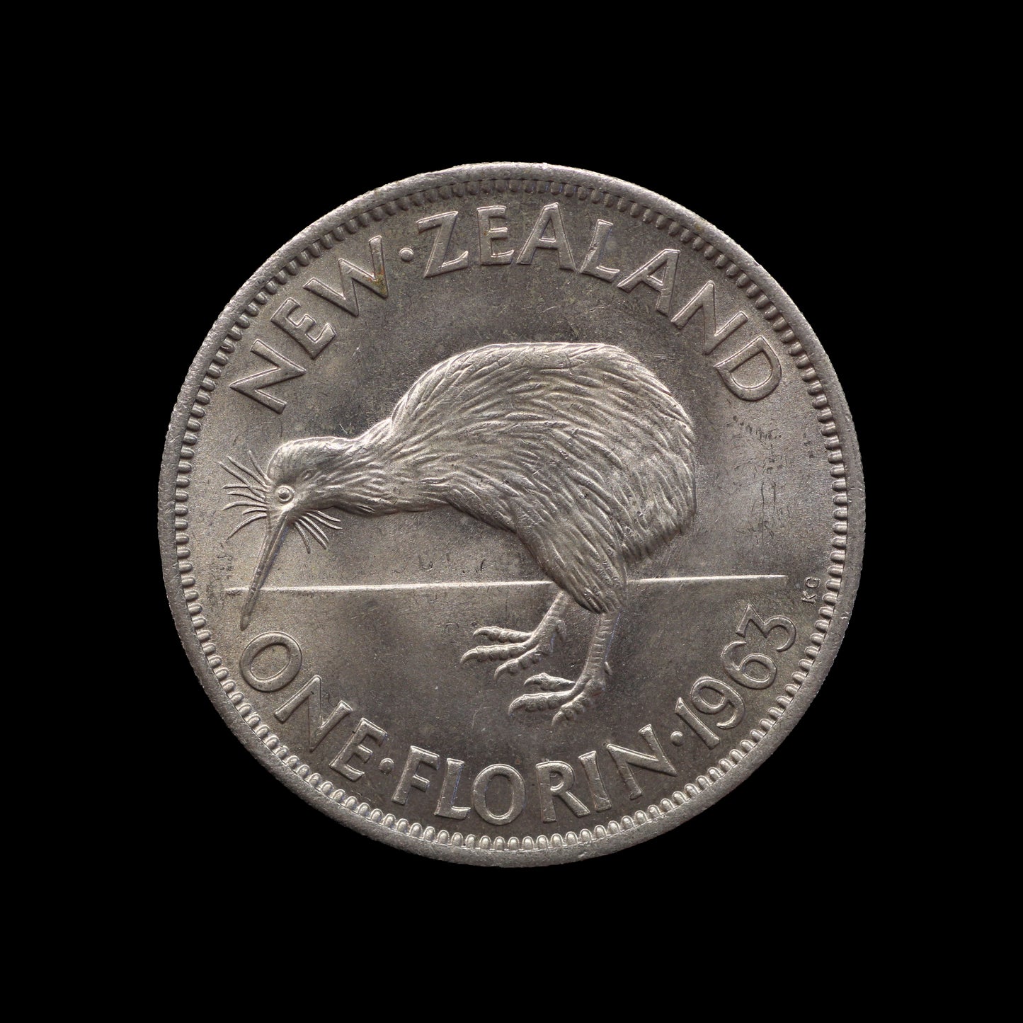 New Zealand Florin 1963. Scarce Date. UNC