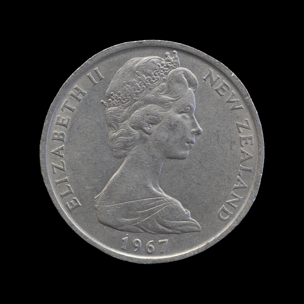 New Zealand 50 Cents 1967 Dot Over 1