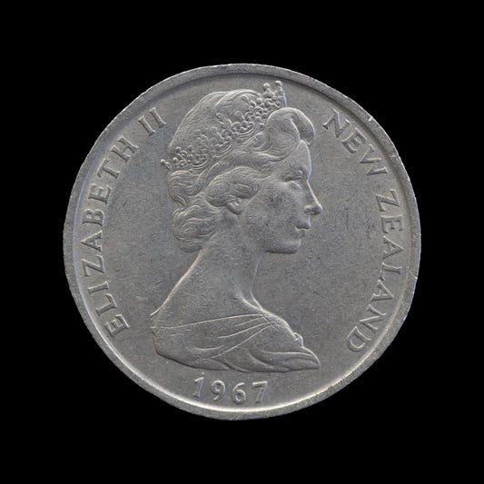 New Zealand 50 Cents 1967 Dot Over 1