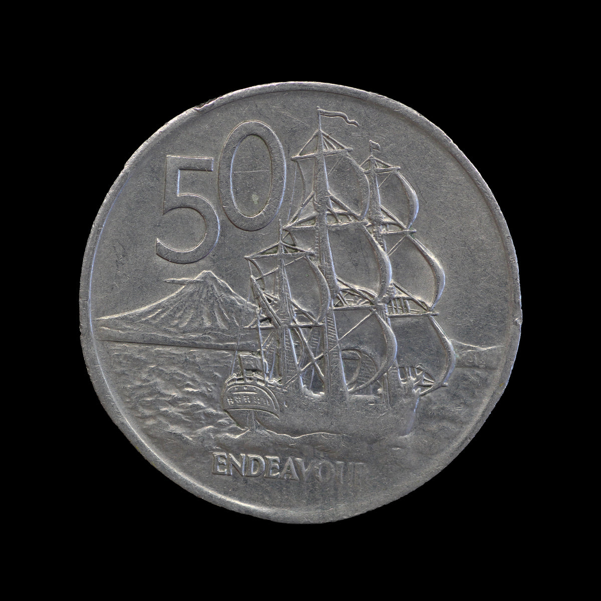 New Zealand 50 Cents 1967 Dot Over 1