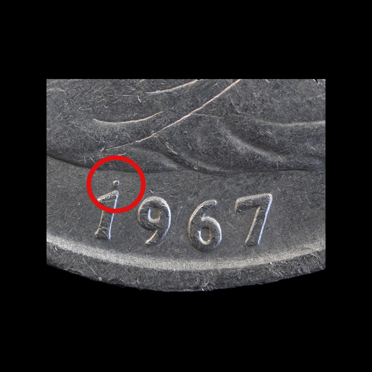 New Zealand 50 Cents 1967 Dot Over 1