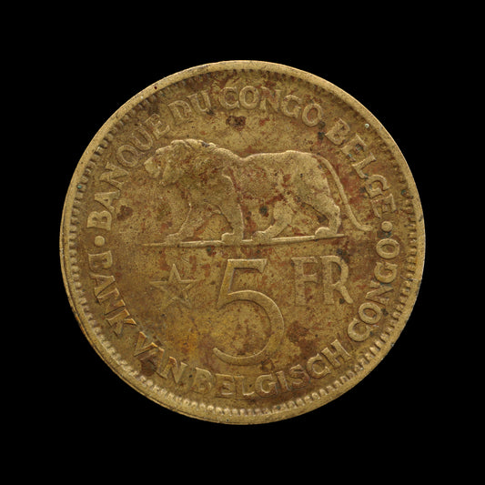 Belgian Congo Five Francs 1936