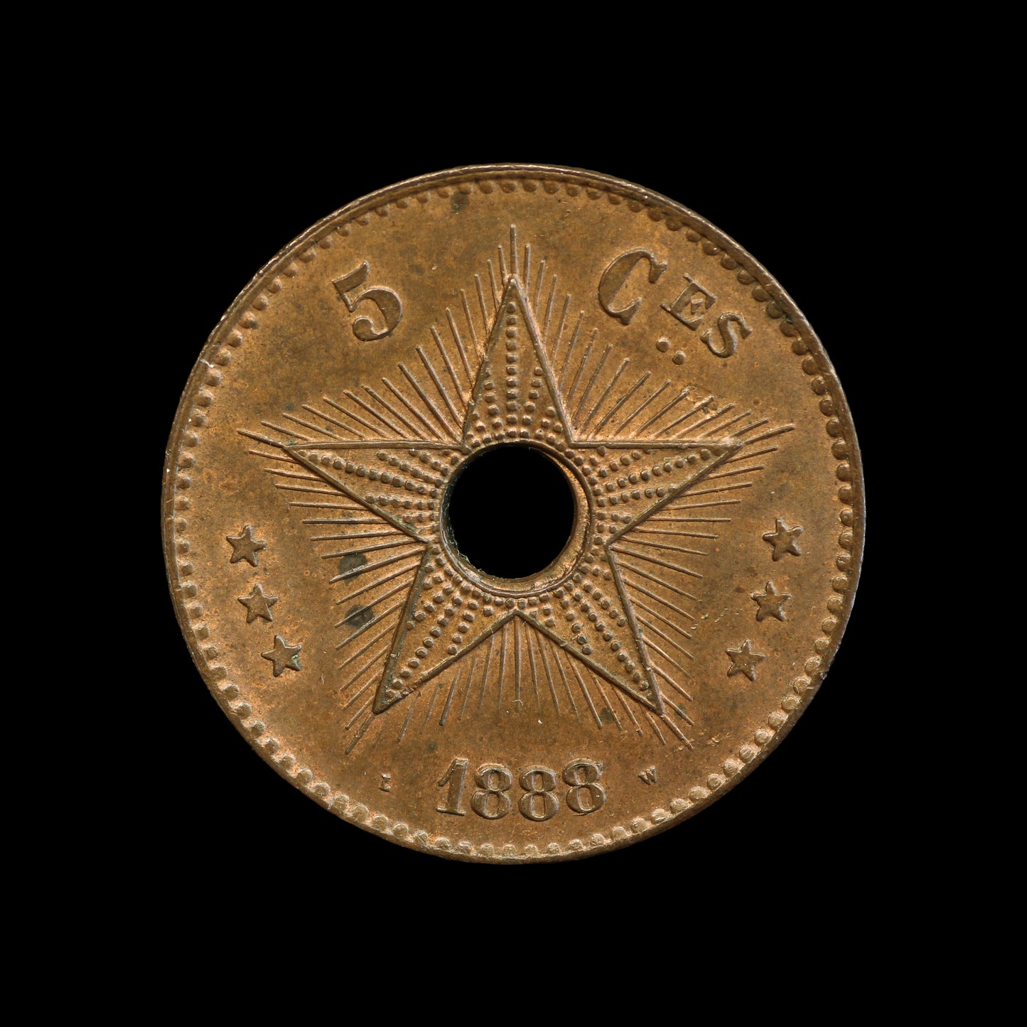 Congo Free State 5 Centimes 1888. AU.