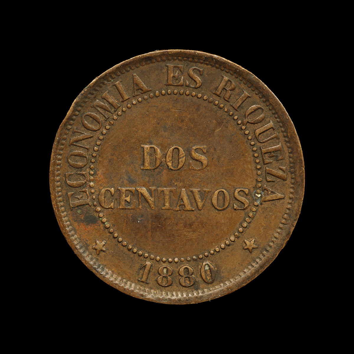 Chile Two Centavos 1880. aEF