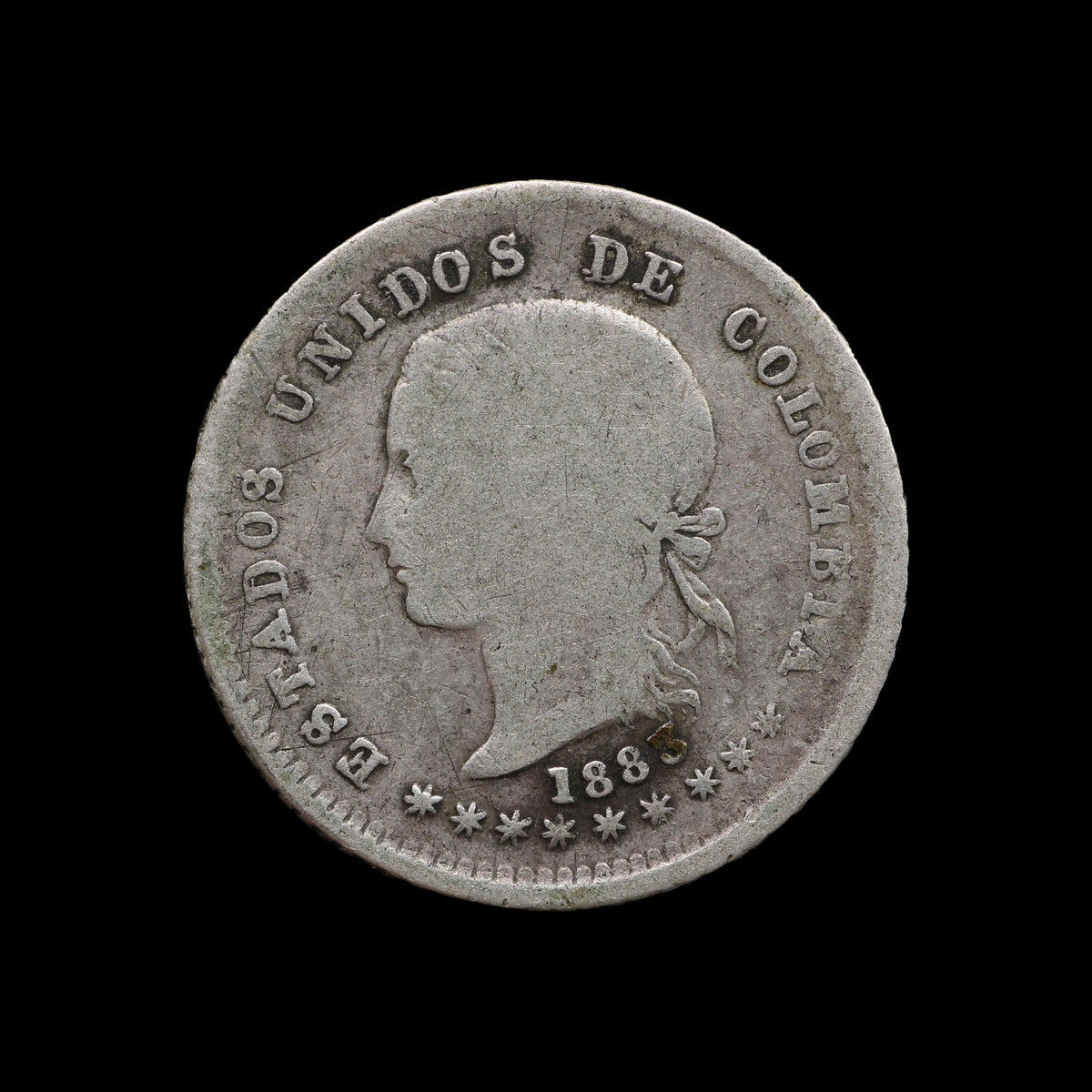 Colombia Ten Centavos 1883. aF