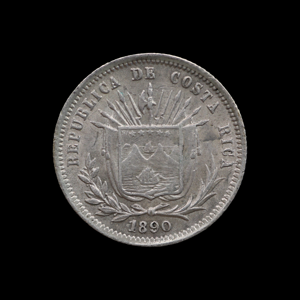 Costa Rica Five Centavos 1890. AU