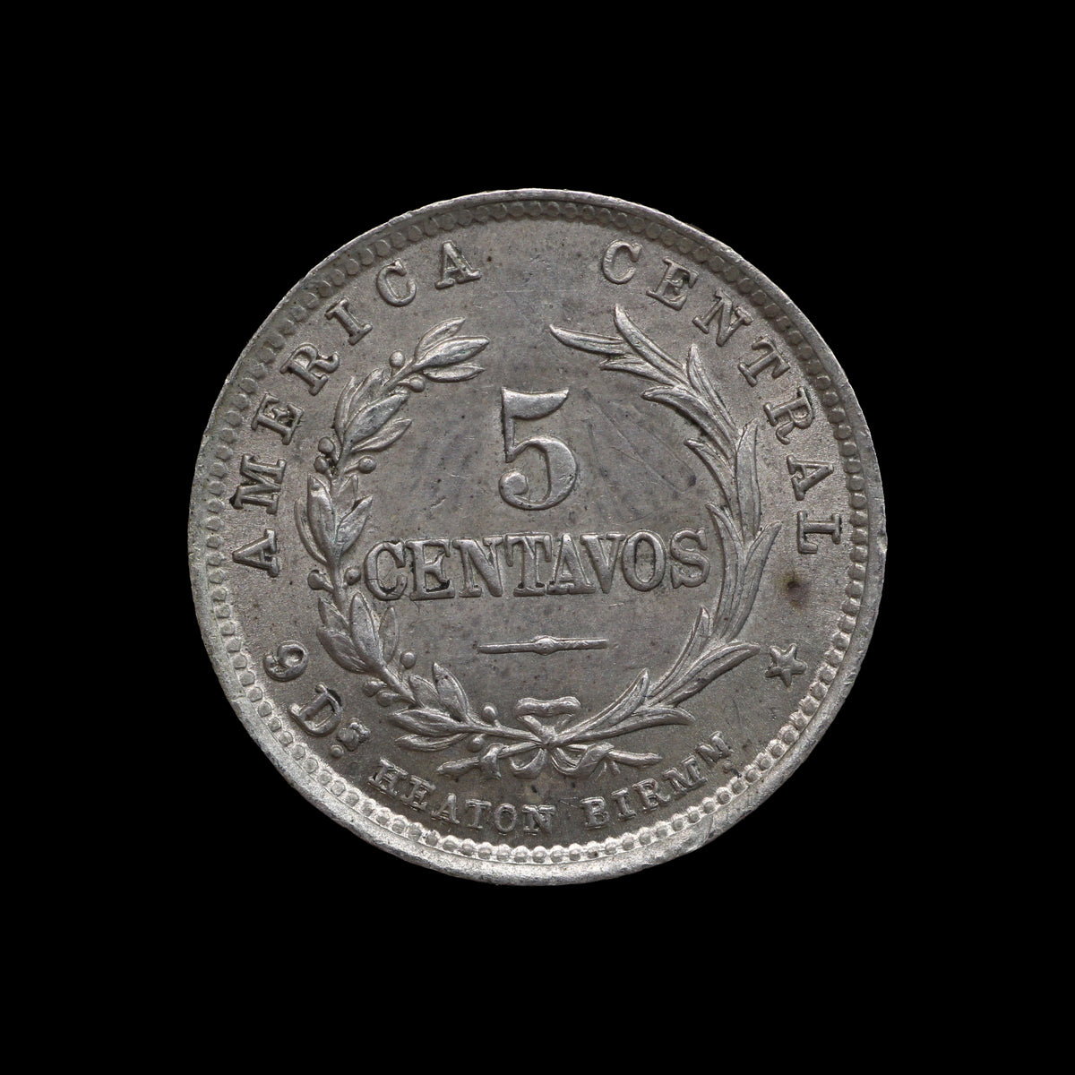 Costa Rica Five Centavos 1890. AU