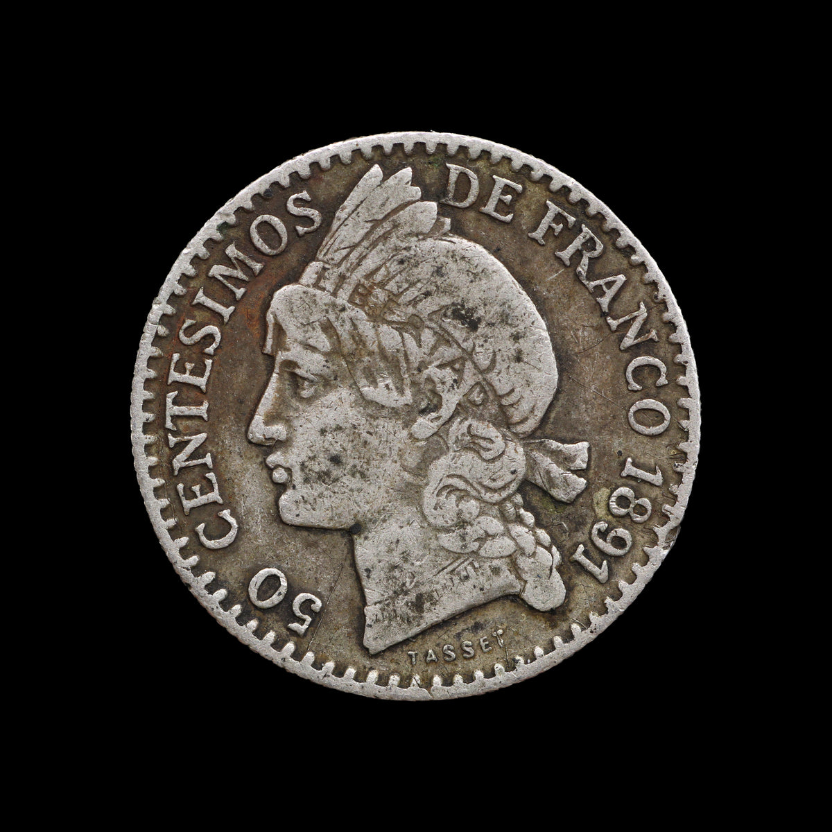 Dominican Republic Fifty Centesimos 1891-A. FV
