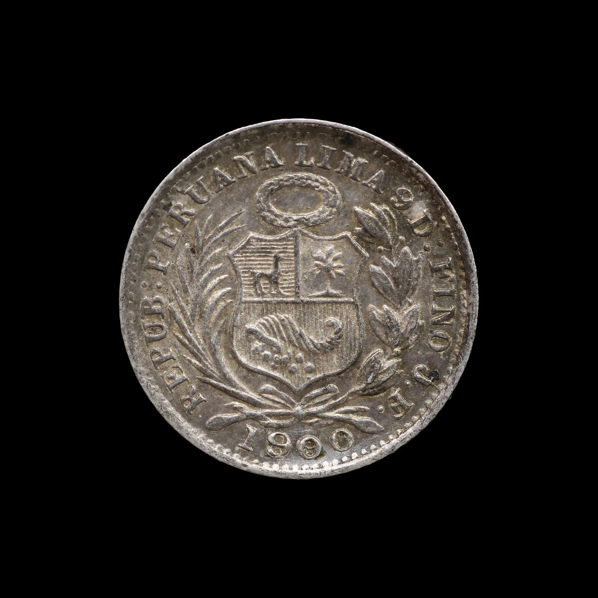 Peru ½ Dinero 1900 over 1890. gEF