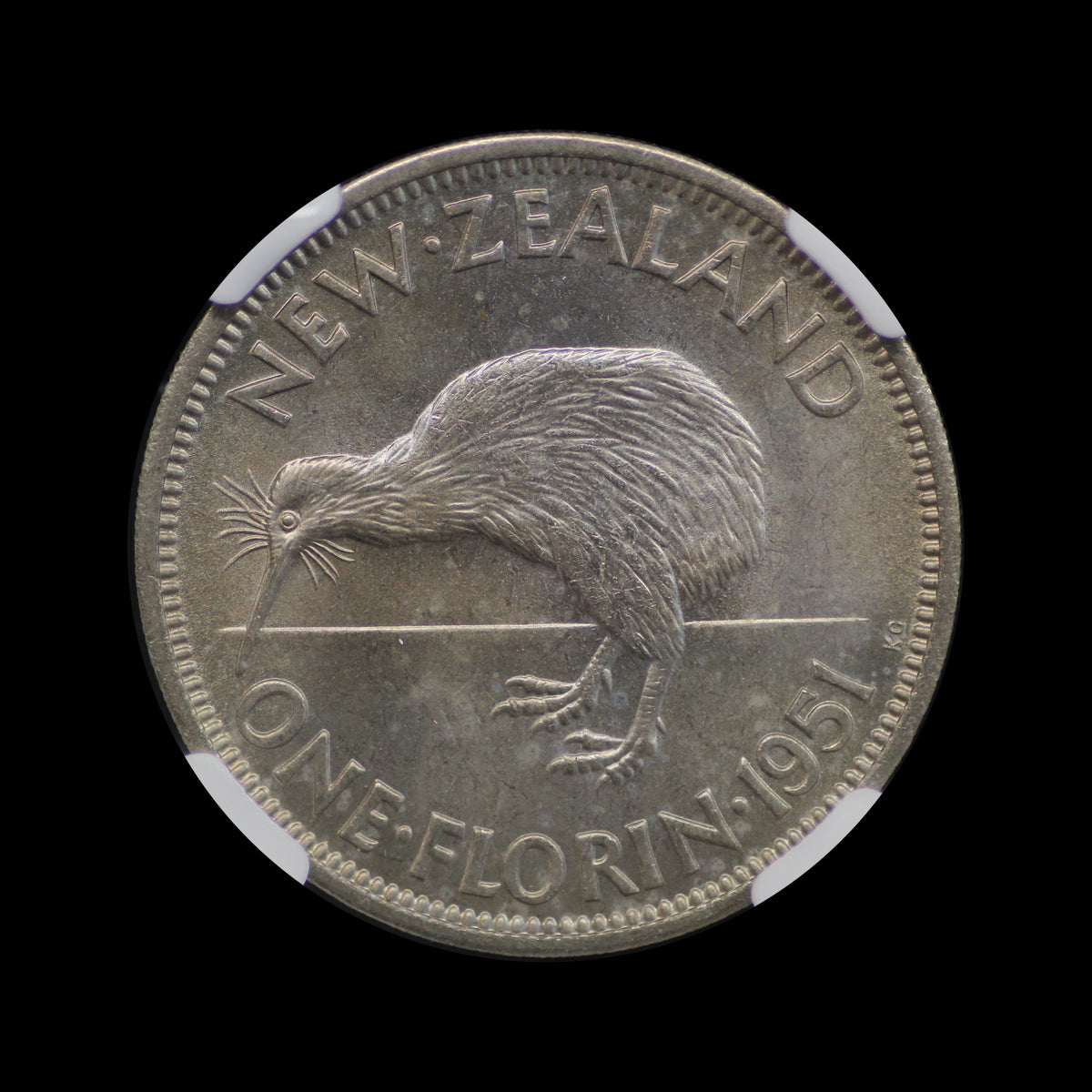 New Zealand Florin 1951. NGC MS65