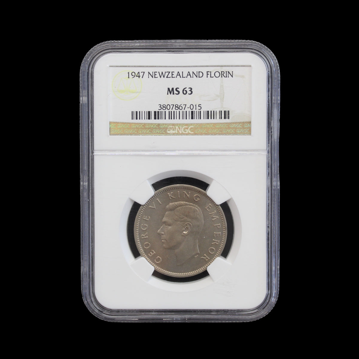 New Zealand Florin 1947. NGC MS63