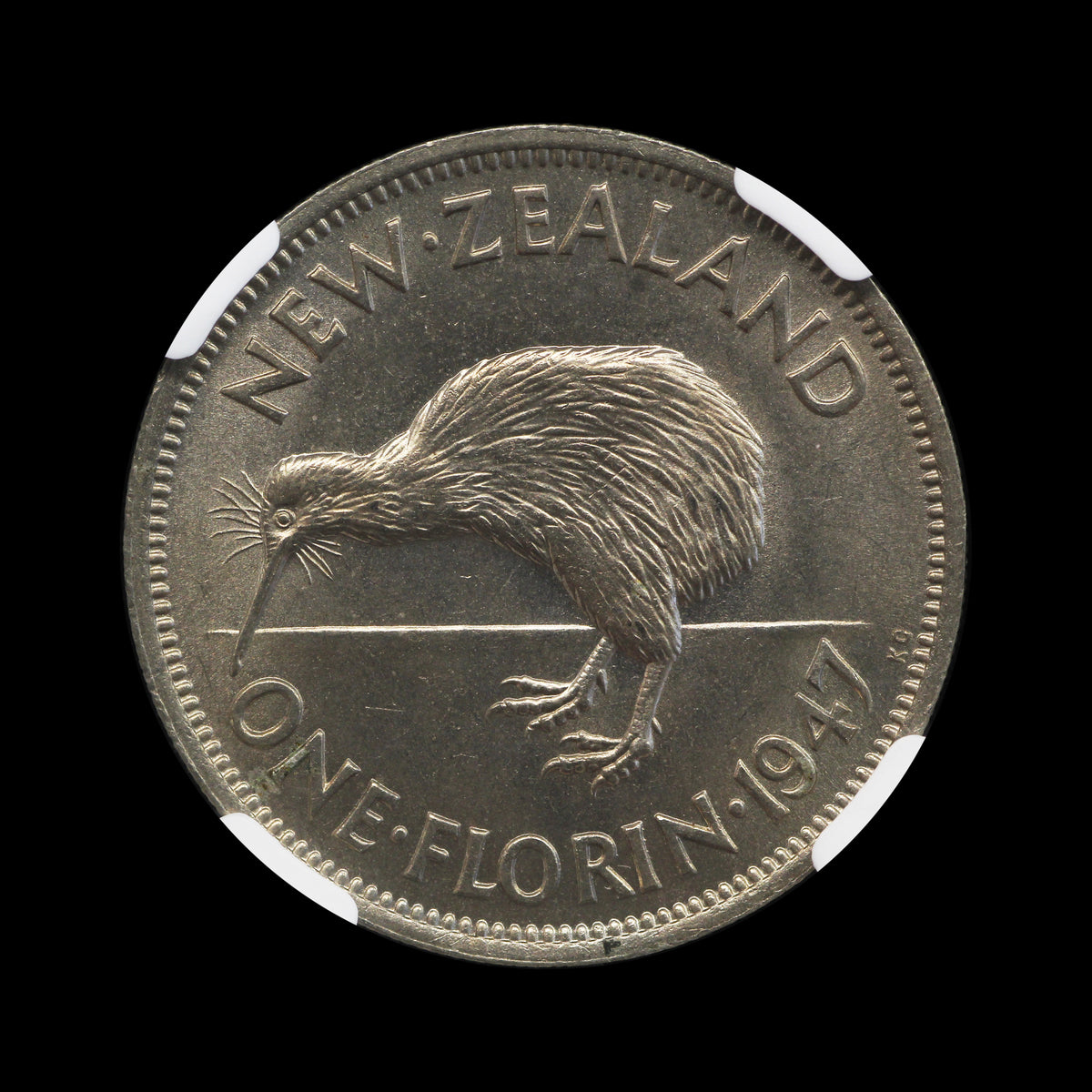 New Zealand Florin 1947. NGC MS63