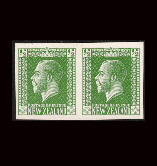1915 ½d GV Green Imperf Proof Pair