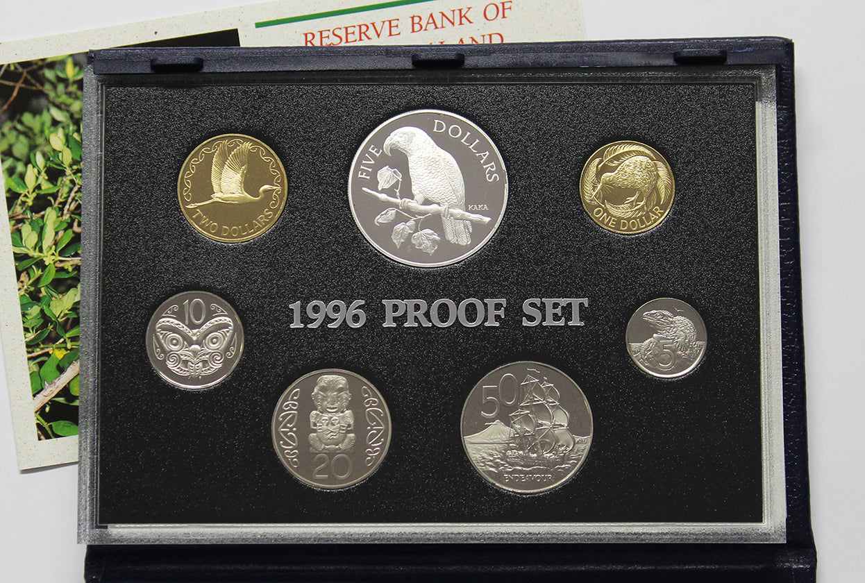 1996 Proof set with $5 Kaka .925 silver coin.
