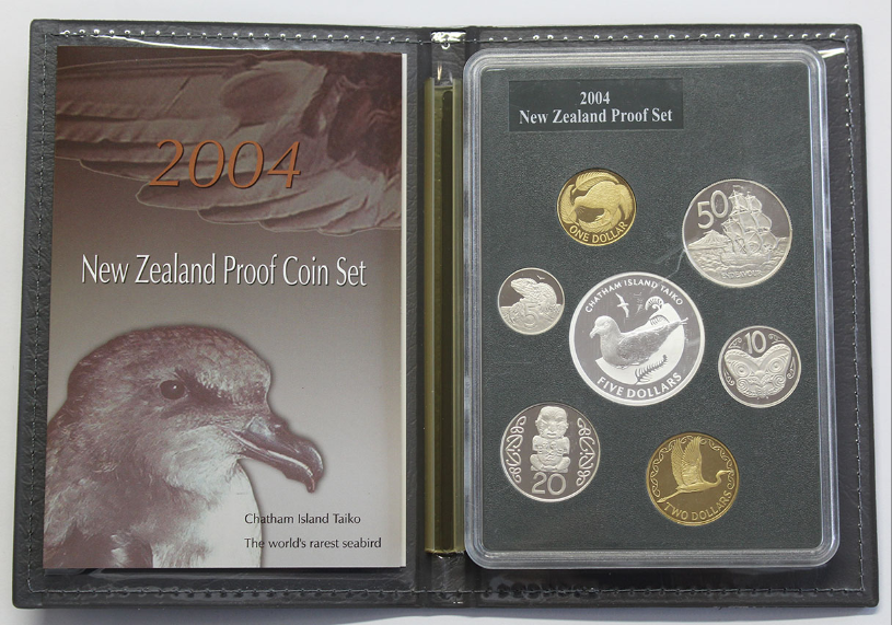 2004 Proof Set with $5 Chatham Islands Taiko .999 Silver Coin