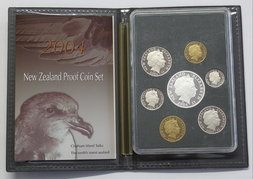 2004 Proof Set with $5 Chatham Islands Taiko .999 Silver Coin