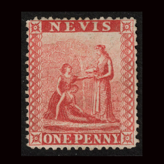 Nevis 1866 1d Deep Red