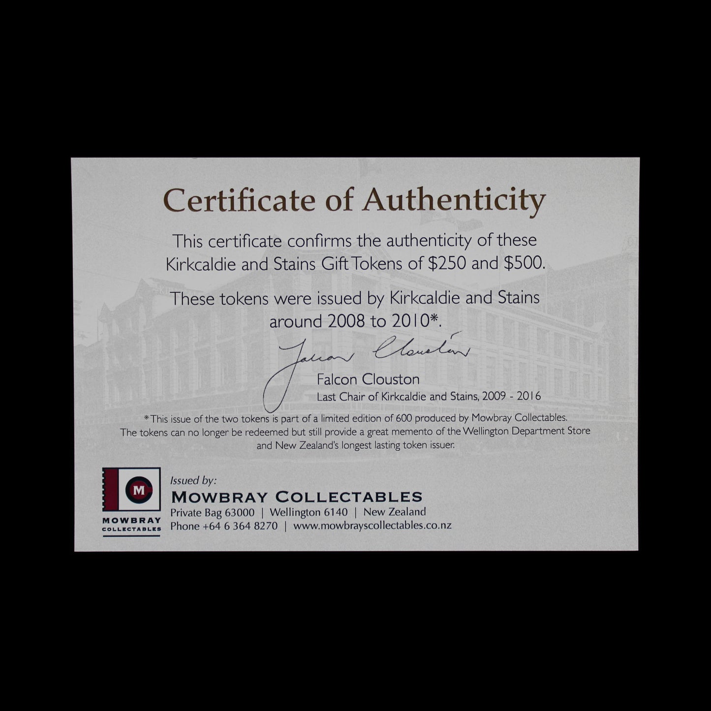 The Last Kirkcaldie and Stains Tokens